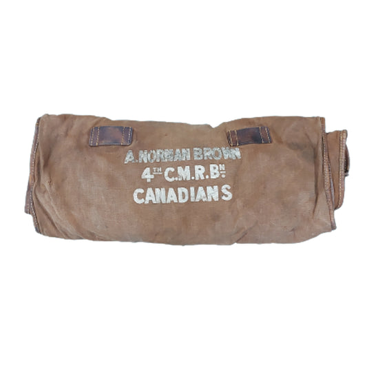 Named WW1 Canadian Officer's Bed Roll - Sleeping Bag Cover-4th CMR Canadian Mounted Rifles