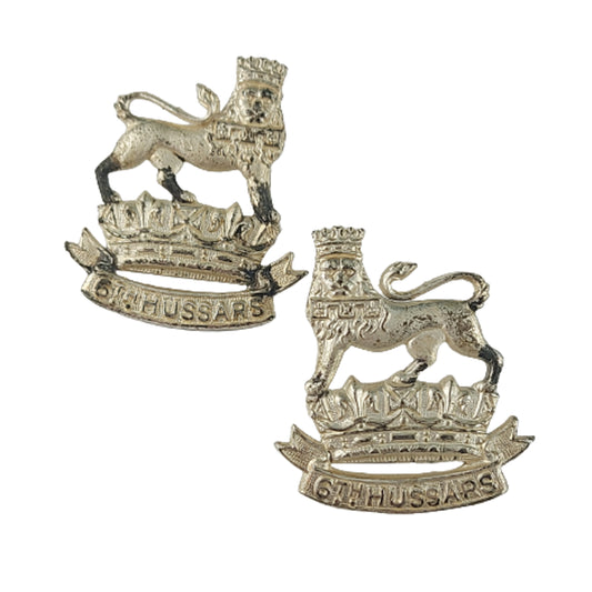 WW2 Canadian 6th Hussars Officer's Collar Badge Pair