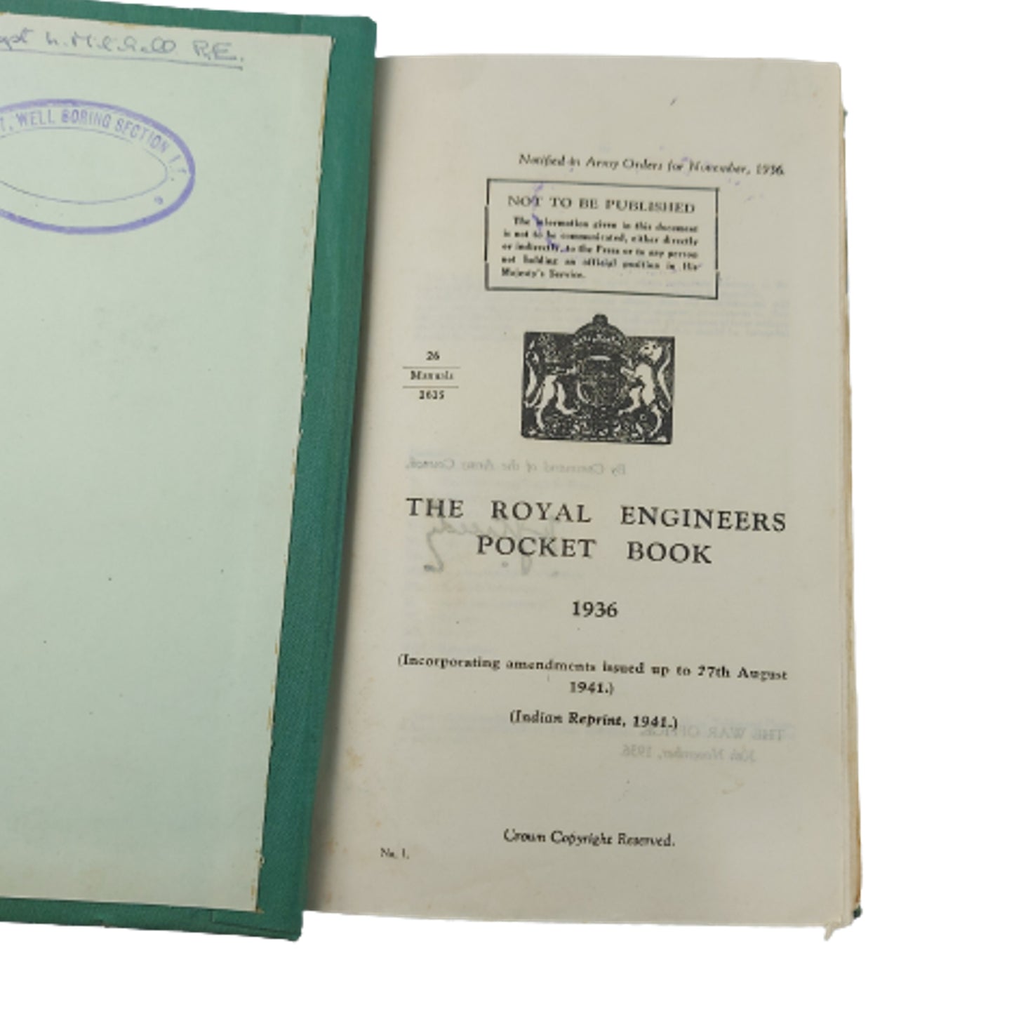 Pre-WW2 1936 Field Manual - The Royal Engineers Pocket Book