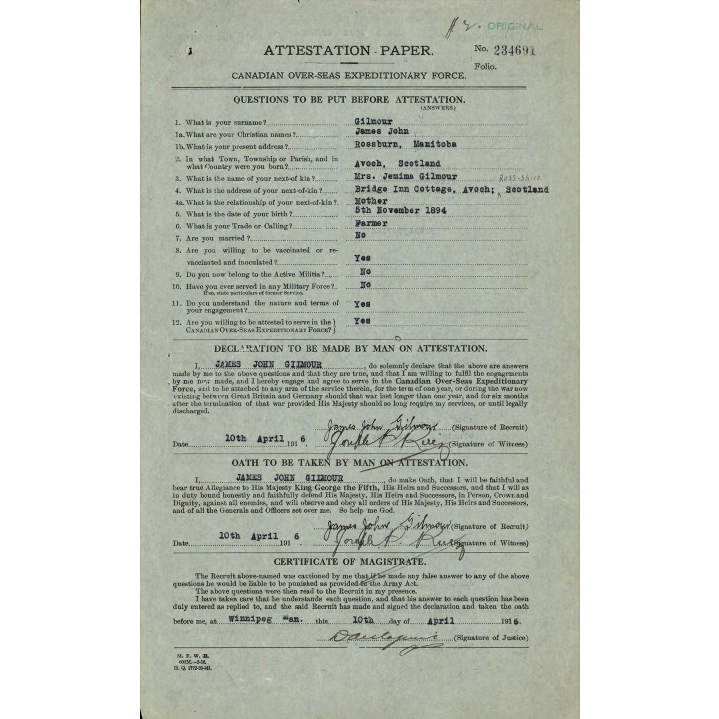 WW1 Canadian ID Identification Tags - 8th BN. / 44th BN