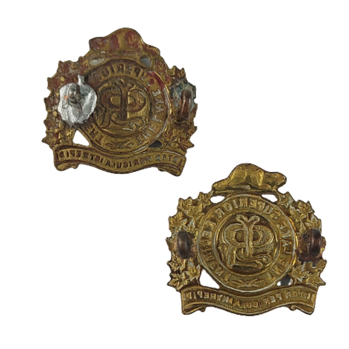 1922 Design Lake Superior Regiment Collar Badge Pair