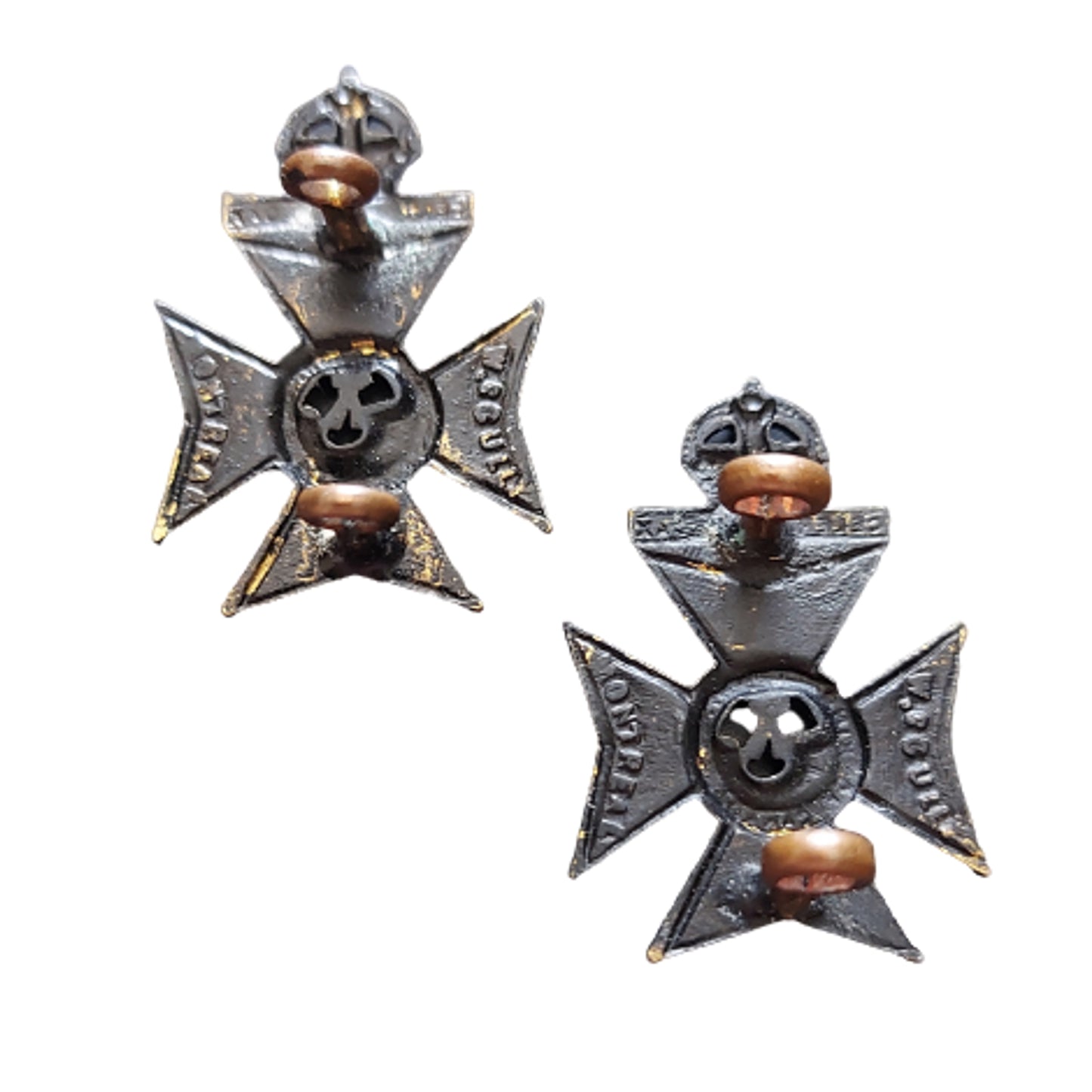 WW2 KOR King's Own Rifles Collar Badge Pair