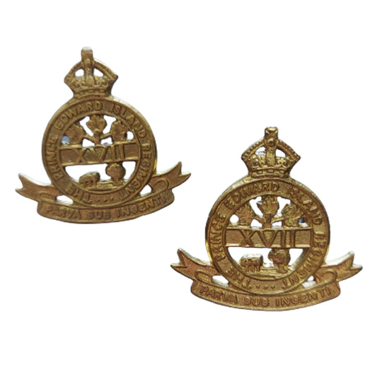 WW2 Canadian Prince Edward Island Regiment Collar Badge Pair