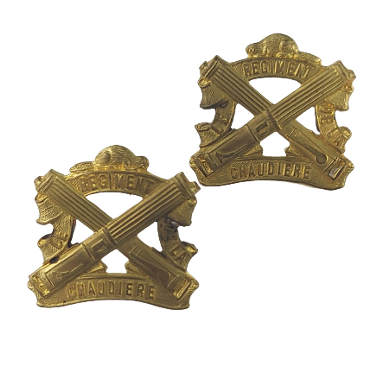 WW2 Canadian Chaudiere Regiment Collar Badge Pair