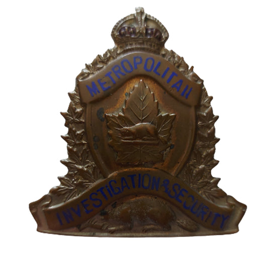 WW2 Era Toronto Metropolitan Investigation And Security Uniform Badge