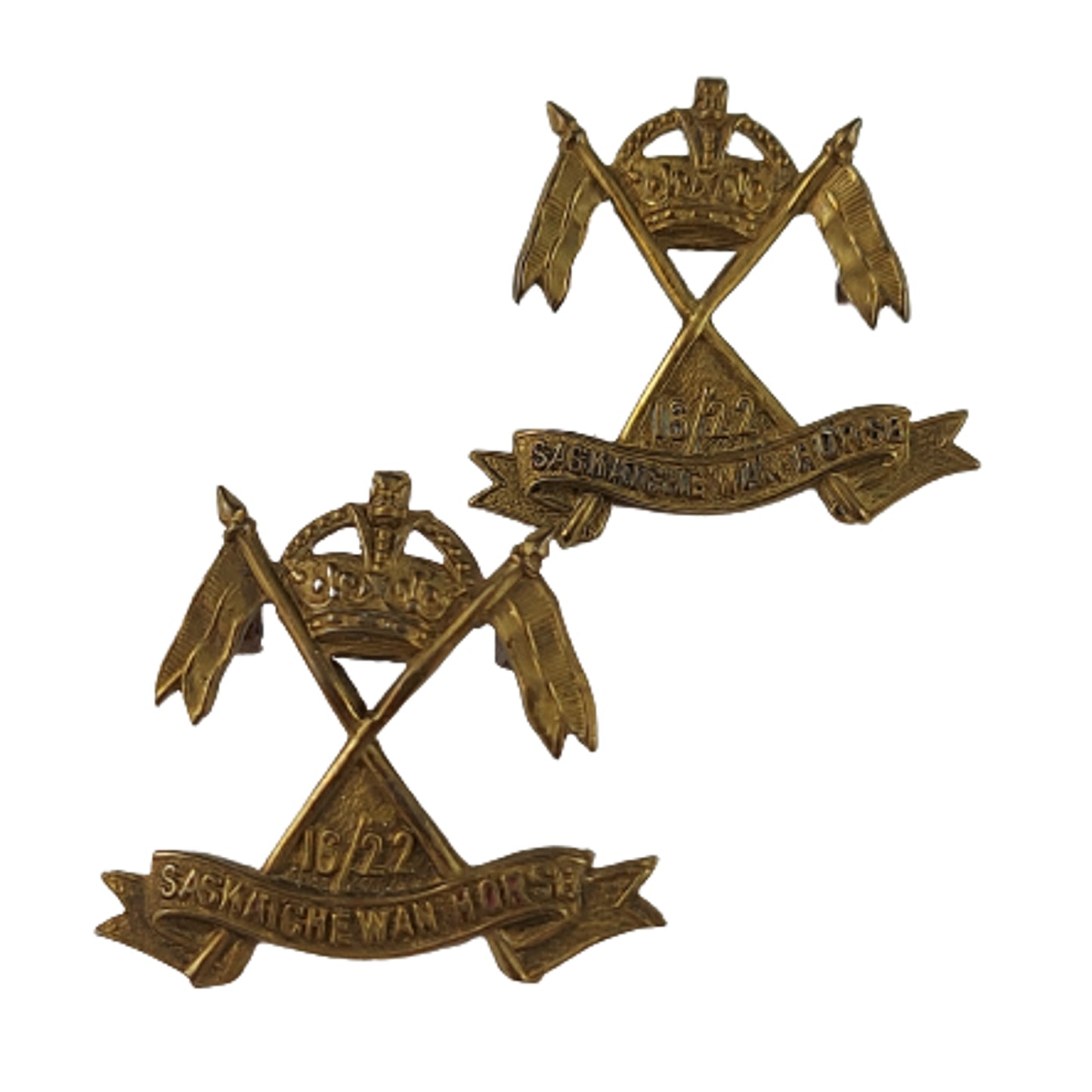 WW2 Canadian 16/22nd Saskatchewan Horse Collar Badge Pair