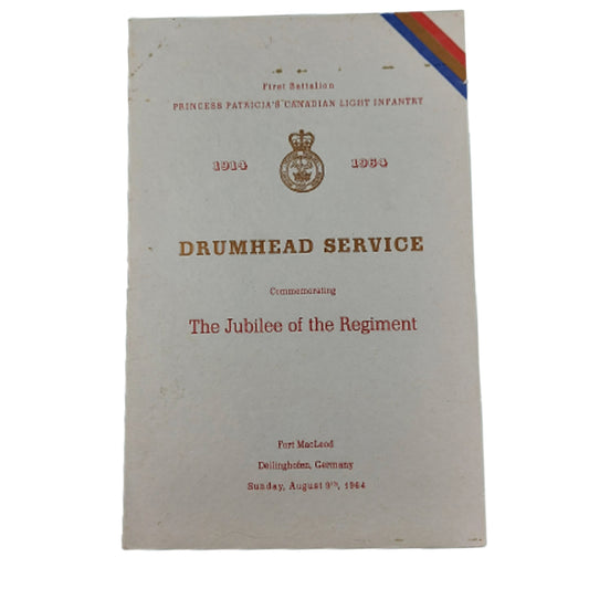 1964 PPCLI Drumhead Service Jubilee Of The Regiment Program