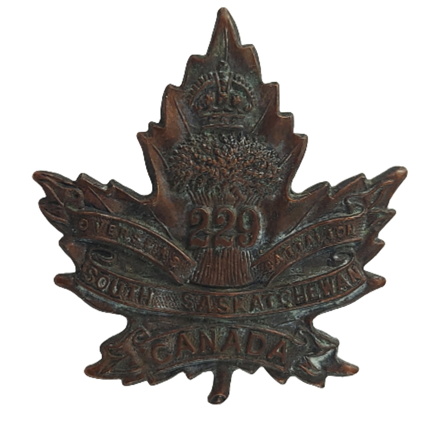 WW1 Canadian 229th Battalion Moose Jaw Saskatchewan Collar Badge - Geo. Lees 1916