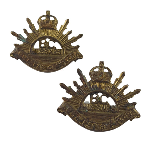WW2 B.C. British Columbia Hussars Collar Badge Pair