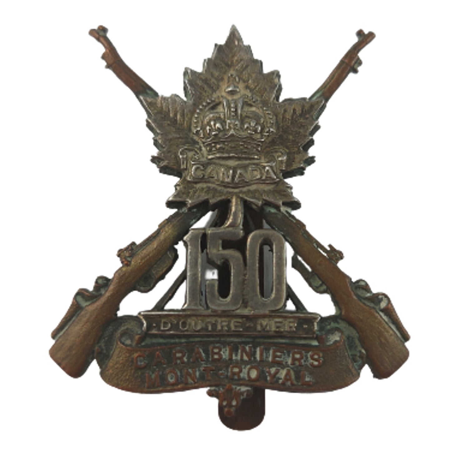WW1 Canadian 150th Battalion Officer's Cap Badge - Montreal Quebec