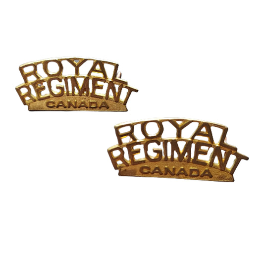 Royal Regiment Of Canada Brass Shoulder Title Pair