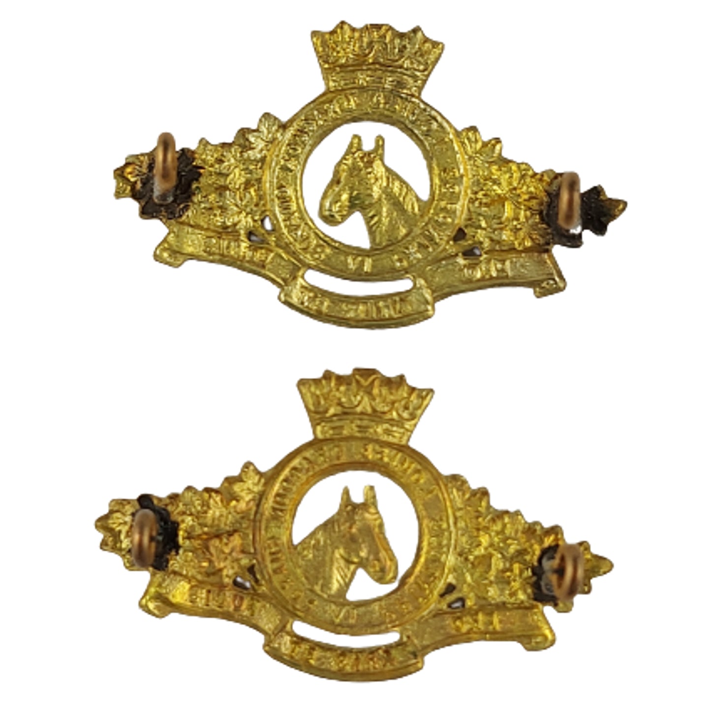 WW2 Canadian 4th Princess Louis Dragoon Guards Collar Badges