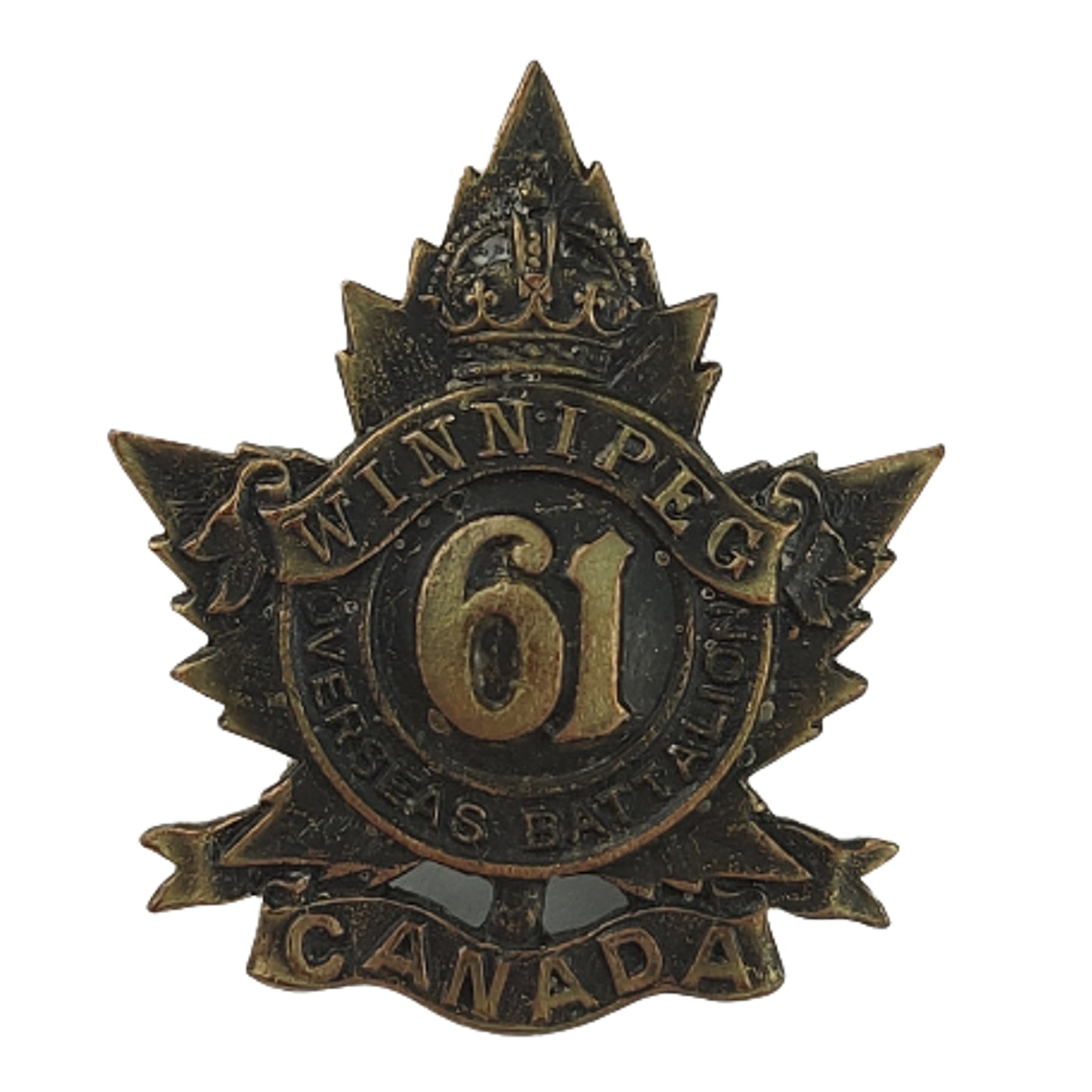 WW1 Canadian 61st Battalion Collar Badge - Winnipeg Manitoba