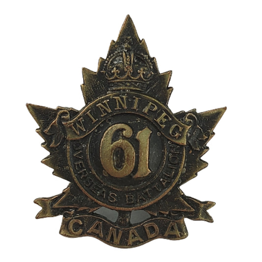 WW! Canadian 61st Battalion Collar Badge - Winnipeg Manitoba