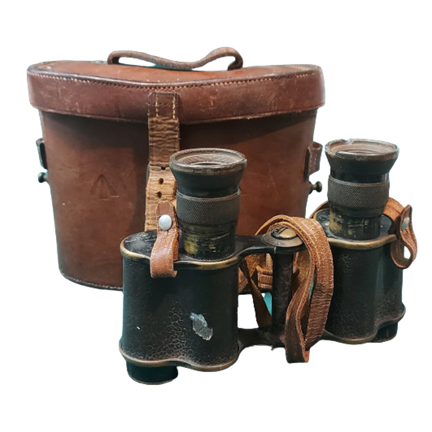 WW1 British Field Binoculars In Case 1918