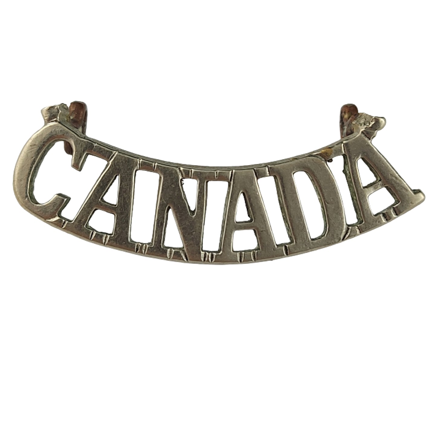 WW2 CANADA Shoulder Title - White Metal