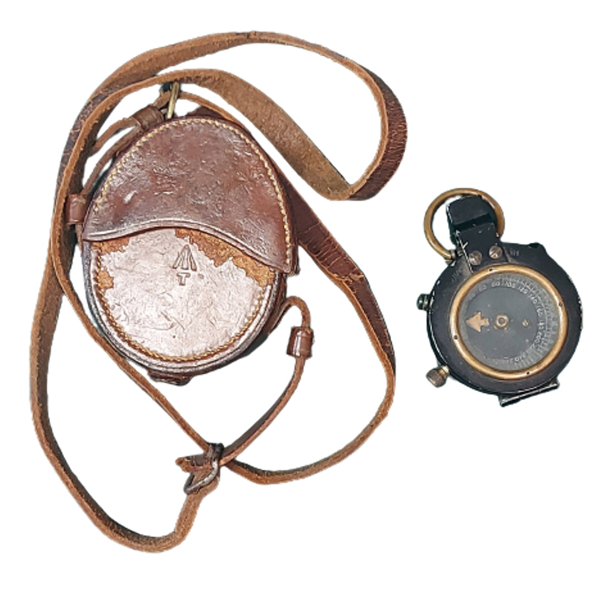 Ww1 British Officer S Field Compass With Leather Carrier 1918 Canadian Soldier Militaria