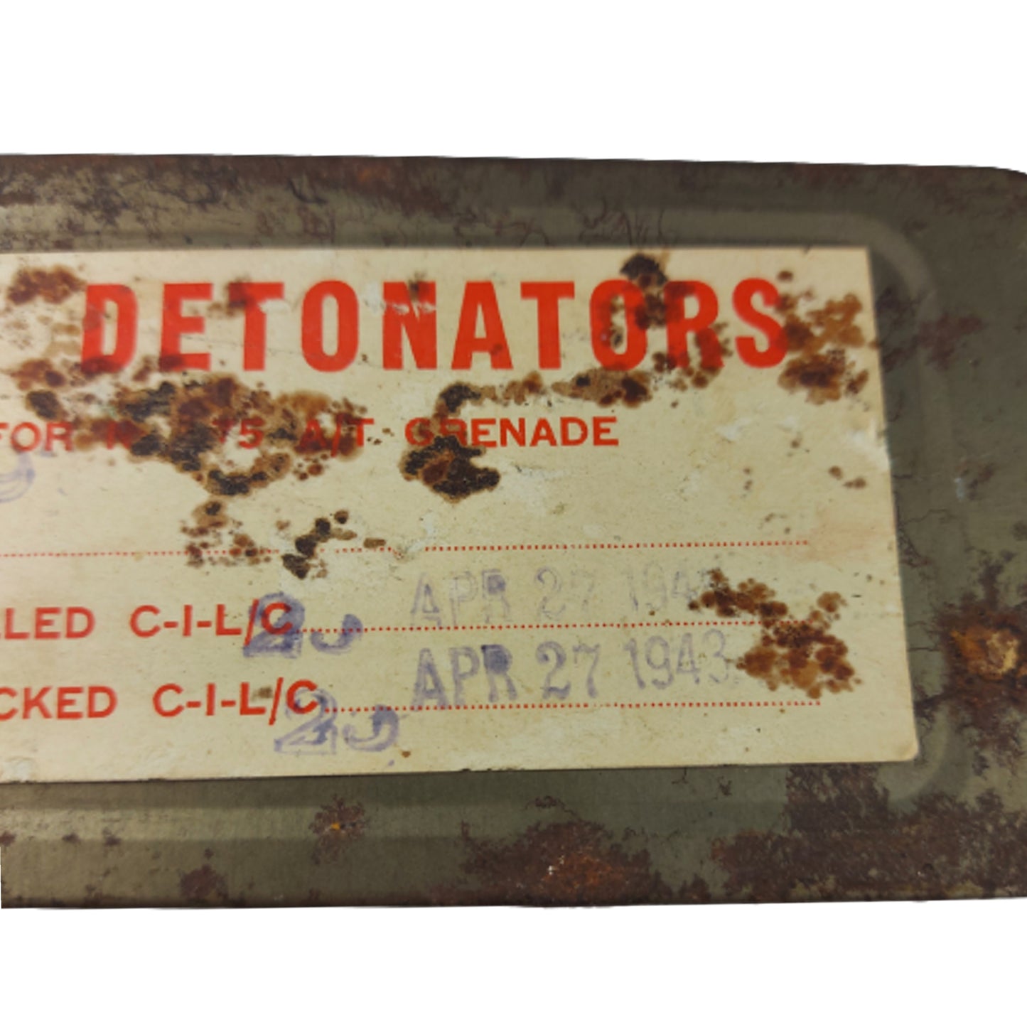 WW2 Number 75 A/T Detonator Tin