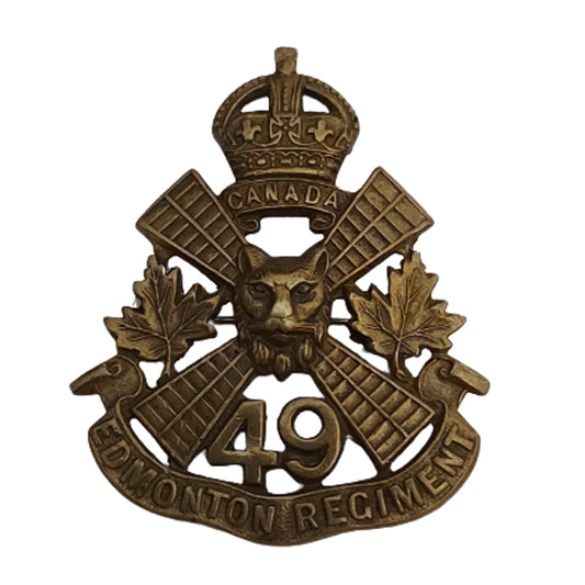 WW1 Canadian 49th Battalion Cap Badge - Edmonton Alberta - J.R. Gaunt