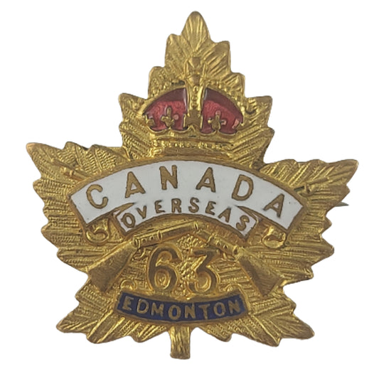 WW1 Canadian 63rd Battalion Sweetheart Pin - Edmonton Alberta