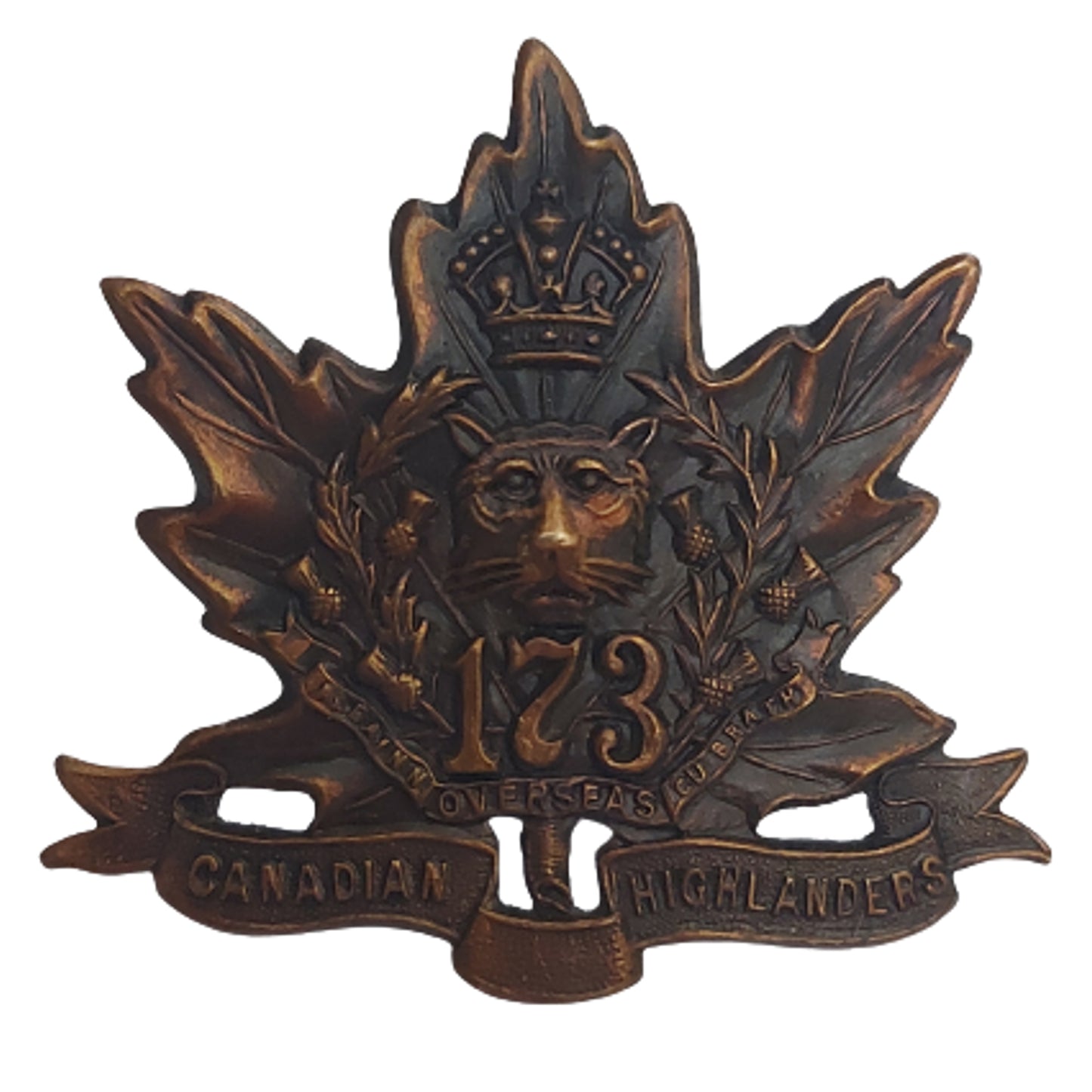 WW1 Canadian 173rd Battalion Cap Badge - Canadian Highlanders - Geo. Lees 1916