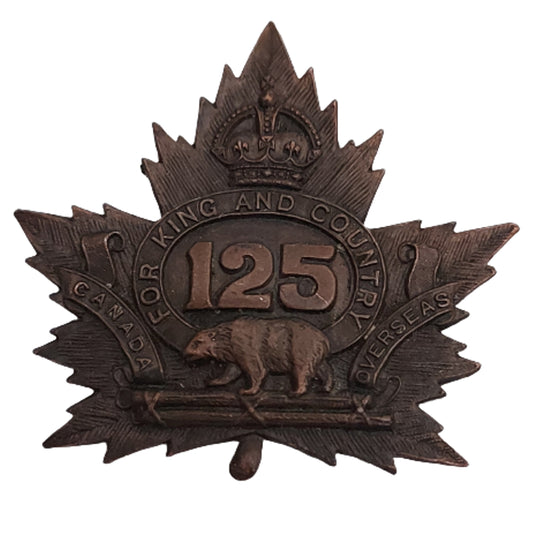 WW1 Canadian 125th Battalion Cap Badge - Brantford Ontario