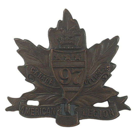 WW1 Canadian 97th Battalion Cap Badge - Toronto Americans - Geo. Lees 1915