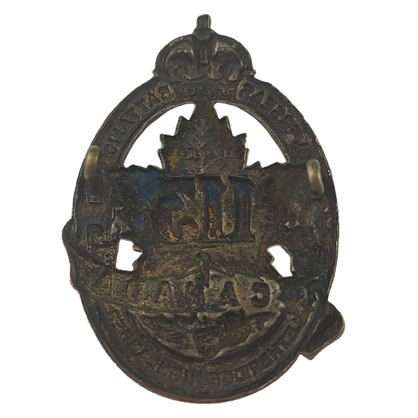 WW1 Canadian 113th Battalion Cap Badge - Lethbridge Highlanders - D.E. Black