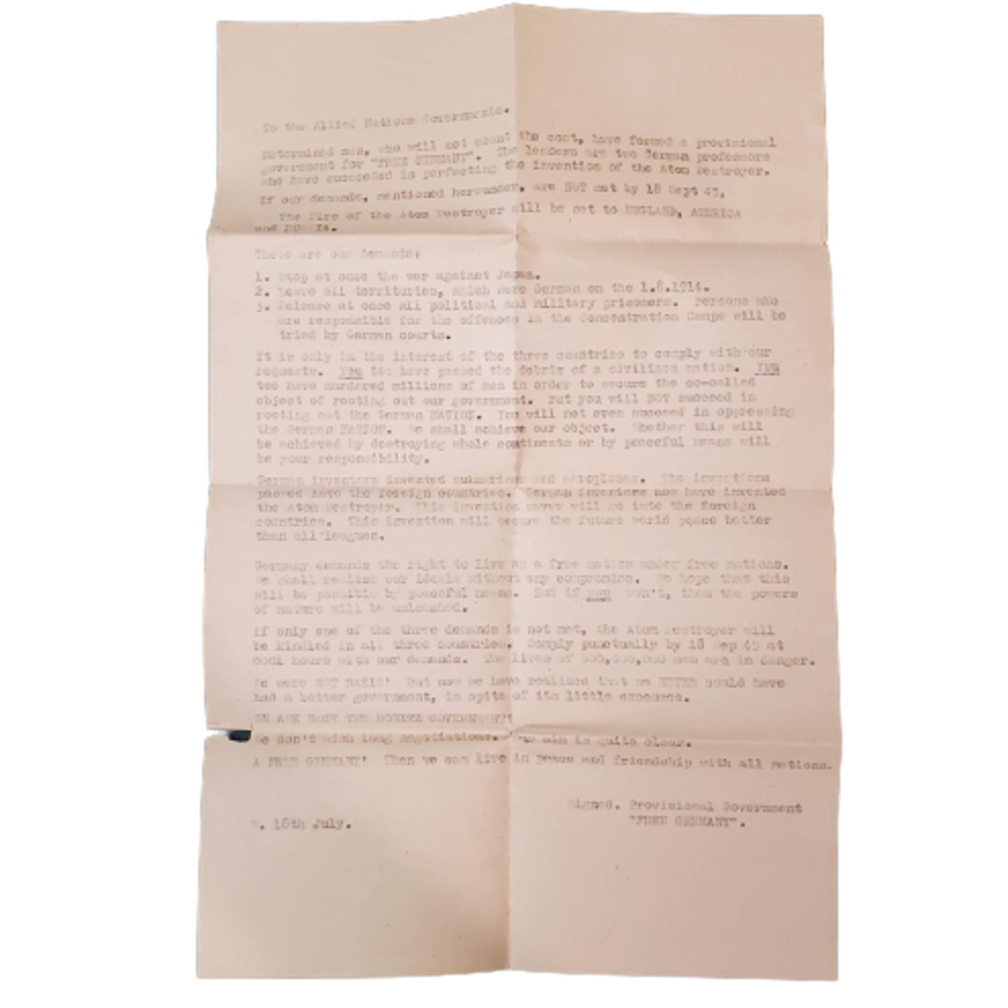 Collection of WW2 Letters Queen's Own Cameron Highlanders Of Canada And Atomic Destruction Letter