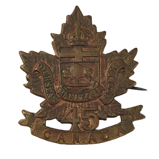 WW1 Canadian 45th Battalion Collar Badge - Manitoba Battalion