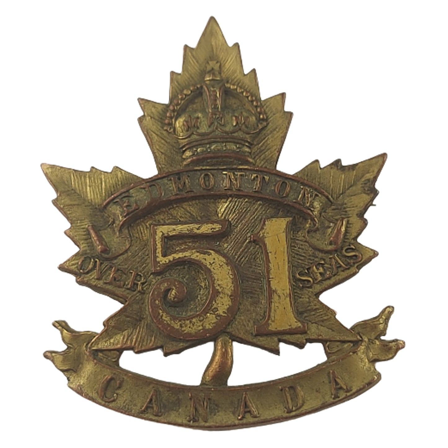 WW1 Canadian 51st Battalion Cap Badge - Edmonton Alberta - R.J. Inglis
