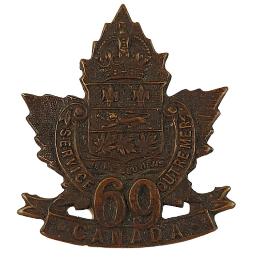 WW1 Canadian 69th Battalion Collar Badge - St.John Quebec