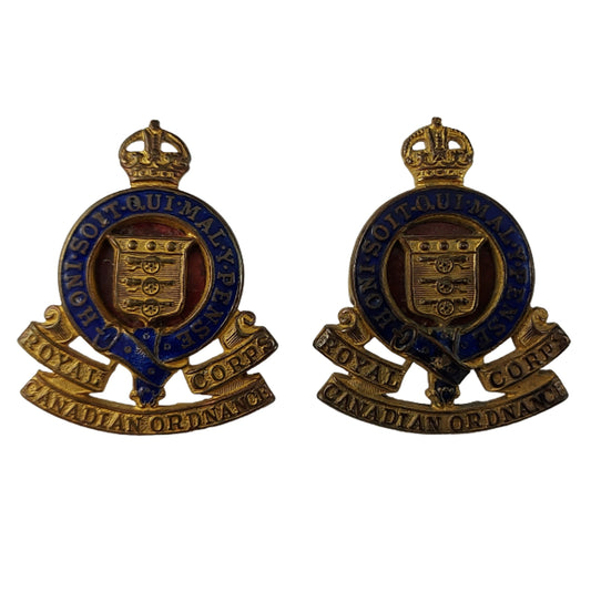 WW2 RCOC Royal Canadian Ordnance Corps Officer's Collar Badge Pair - Scully Montreal