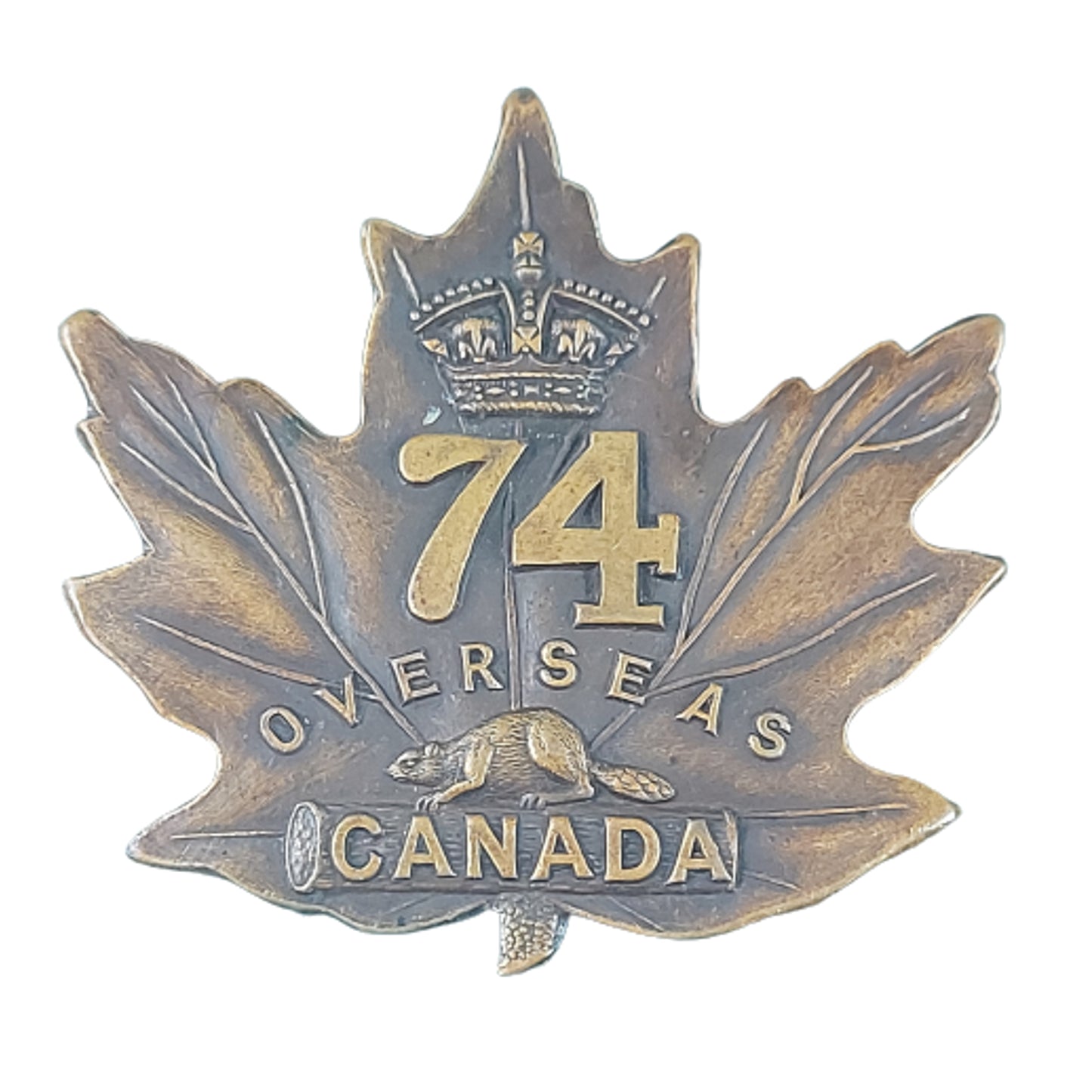 WW1 Canadian 74th Battalion Cap Badge - Tiptaft