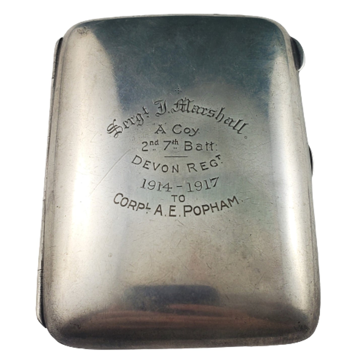 WW1 Engraved Sterling Silver Presentation Cigarette Case