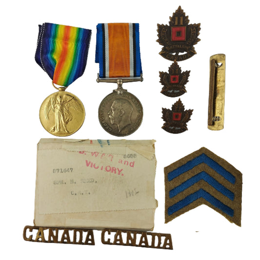WW1 Canadian CRT Medal Pair With Badging And Insignia 11th Railway Troops