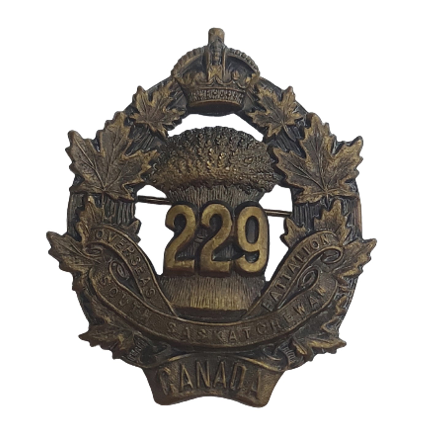 WW1 Canadian 229th Battalion Cap Badge - South Saskatchewan Regiment