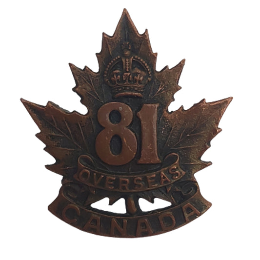 WW1 Canadian 81st Battalion Cap Badge - Toronto Ontario