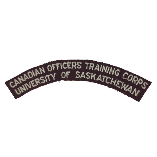 COTC Canadian Officers Training Corps University Of Saskatchewan Cloth Shoulder Title